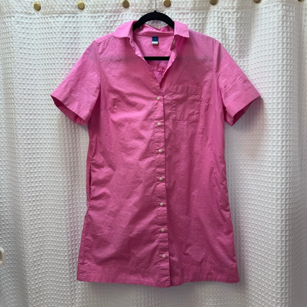 Old Navy Bright Pink Collared Shirt Dress w/ pockets sz Small